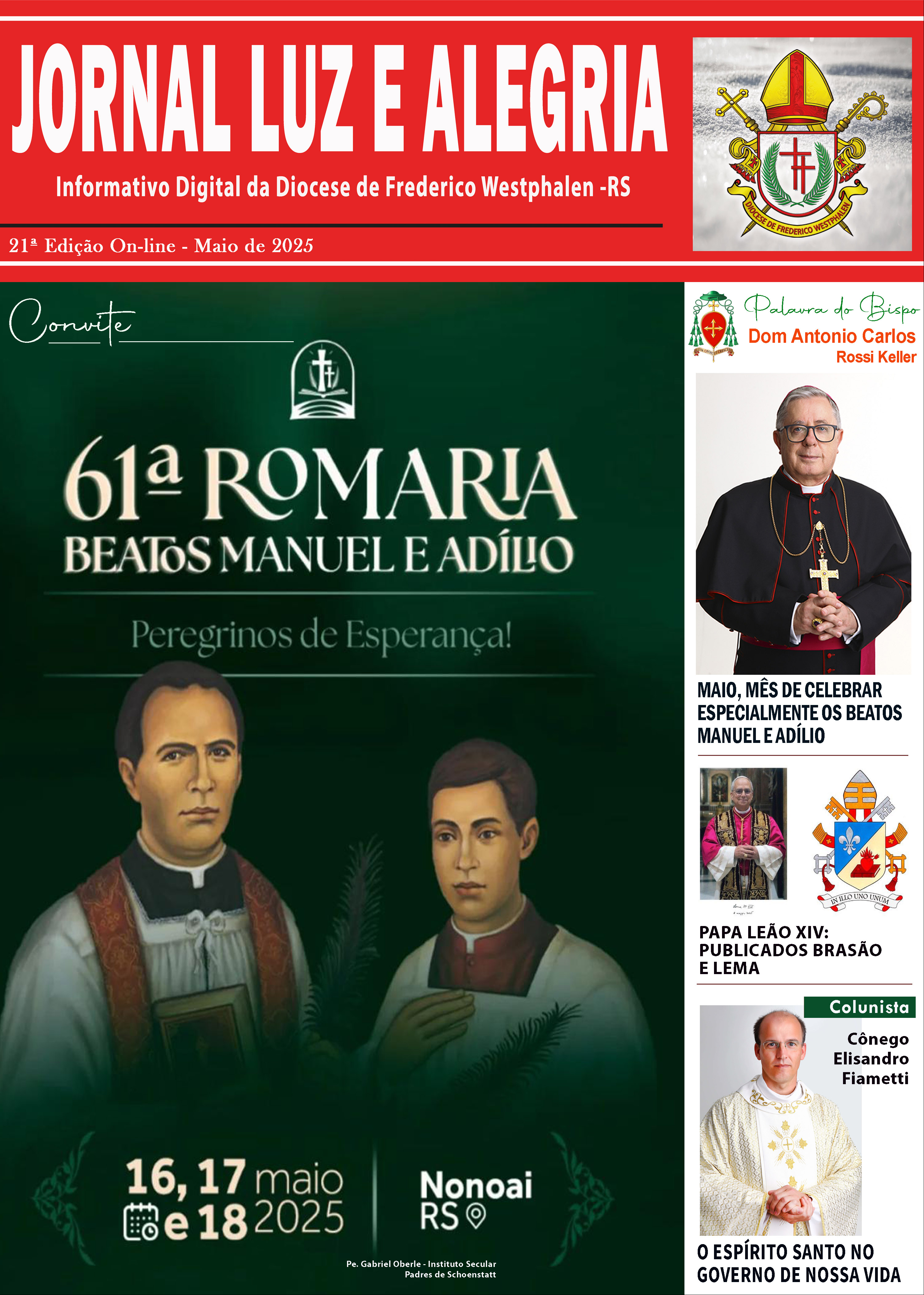 Capa Jornal Luz e Alegria - 21ª Edição ON LINE - MAIO DE 2025